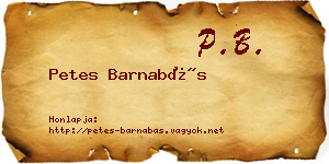 Petes Barnabás névjegykártya