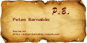 Petes Barnabás névjegykártya